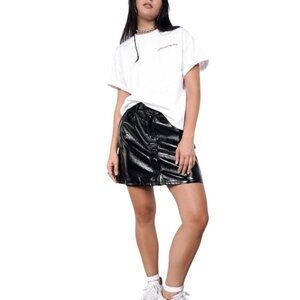 BP + Wildfang Women Patent Faux Leather Utility Skirt XS NWT